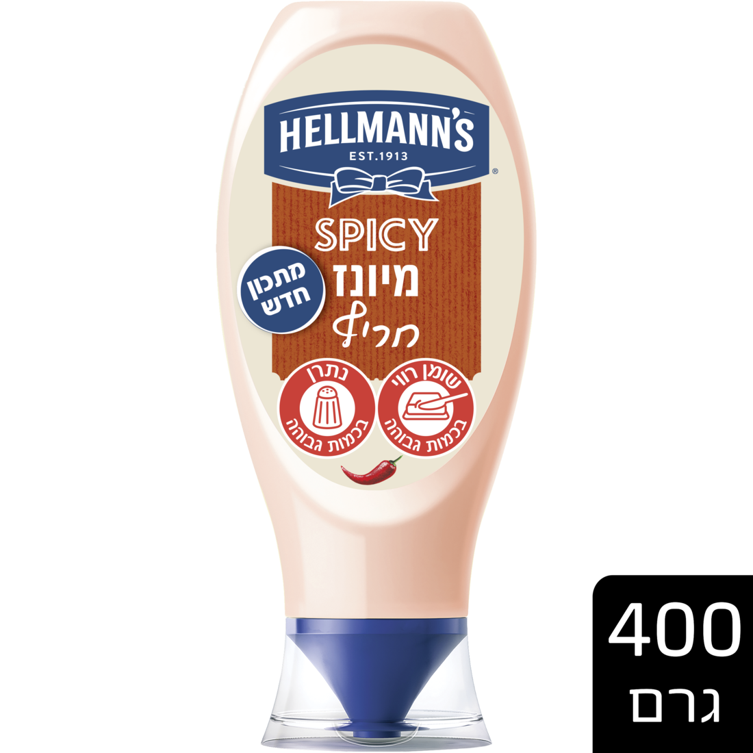 מיונז חריף הלמנ'ס בקבוק לחיץ 400 גרם - 